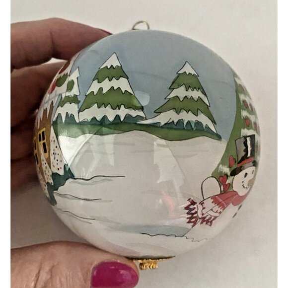 2003 Pier 1 Li Bien Gingerbread House Snowman Christmas Ornament Glass Holiday - Picture 5 of 8